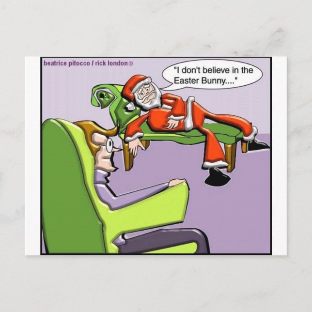 Santa In Therapy Funny Christmas Gifts & Tees Holiday Postcard (Front)