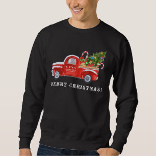 Santa in Vintage Red Christmas Truck Window  Sweatshirt