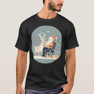 Santa In Wheelchair Patting Reindeer T-Shirt