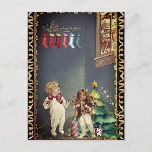 Santa in Window Children Night Before Christmas Postcard