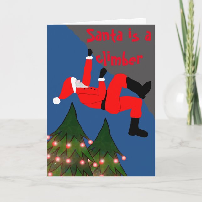 Santa is a climber Christmas card (Front)