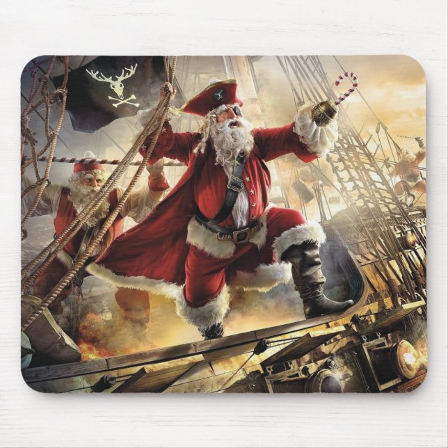 santa is a pirate mouse pad (Front)