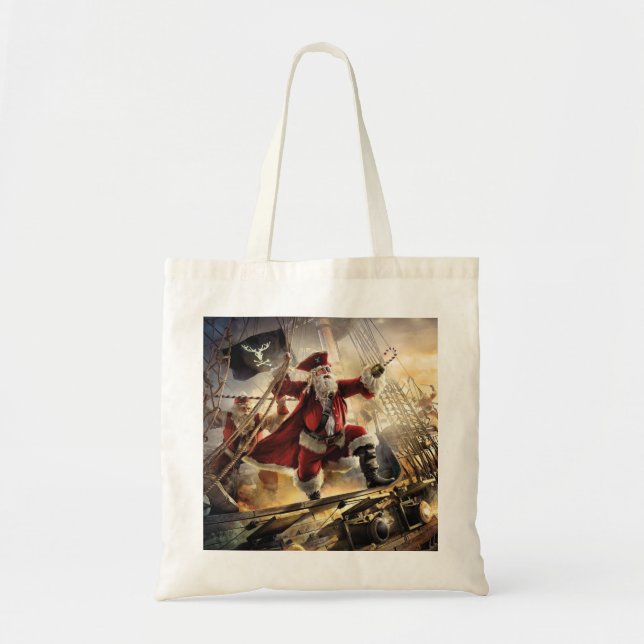 santa is a pirate tote bag (Front)