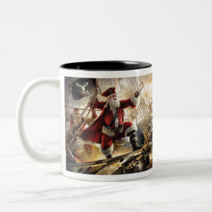 santa is a pirate Two-Tone coffee mug