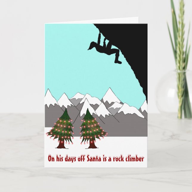 Santa is a rock climber Christmas card (Front)