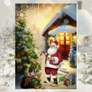 Santa Is Checking His List Good Boys and Girls Holiday Card