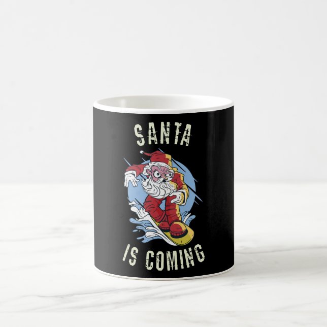 Santa is coming by snowboard coffee mug (Center)