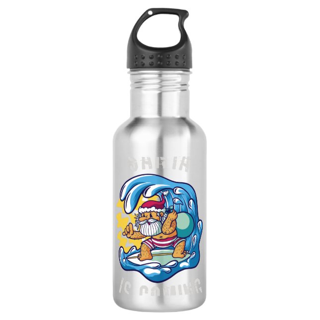 Santa is coming by Surfboard 710 Ml Water Bottle (Front)