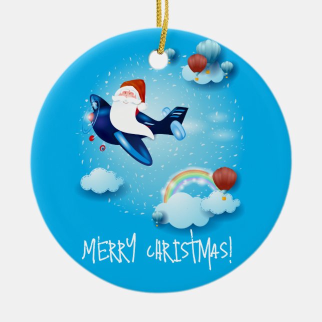Santa is Coming Ceramic Ornament (Front)