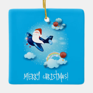 Santa is Coming Ceramic Ornament