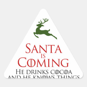 Santa Is Coming   Funny Classic Round Sticker