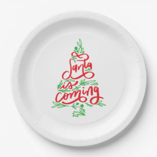 santa is coming paper plate