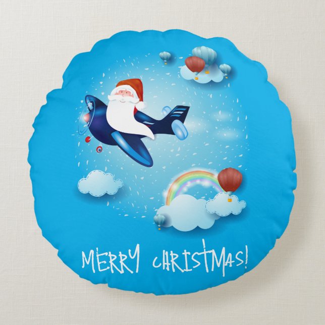 Santa is Coming Round Cushion (Front)