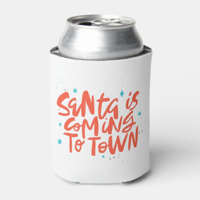Santa is Coming to Town Holiday Design Can Cooler (Can Front)
