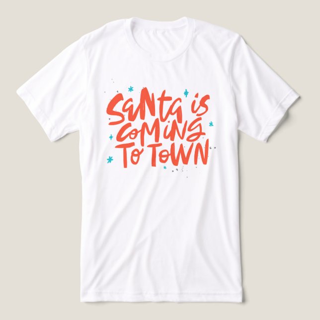 Santa is Coming to Town Holiday Design Tri-Blend Shirt (Design Front)