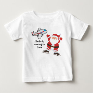 Santa is coming to town plane t-shirt for kids 