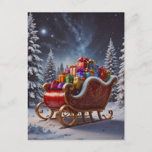 Santa is coming town holiday postcard