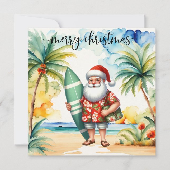 Santa is going to Surf Christmas Card for Surfer (Front)