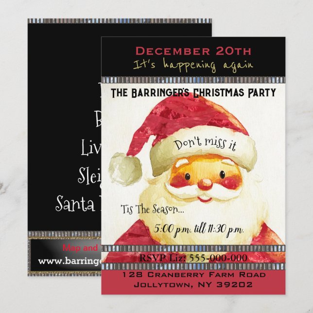 Santa is on his way Christmas Party Invitation (Front/Back)