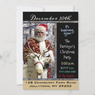 Santa is on his Wayl Elegant Christmas Party Invitation