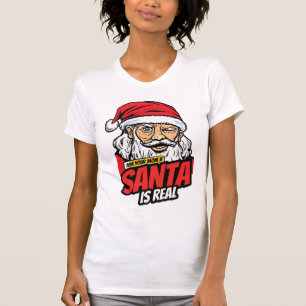 Santa Is Real – Ask Your Mom Pop Art Winking Santa T-Shirt