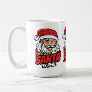 Santa Is Real – Ask Your Mum Pop Art Winking Santa Coffee Mug