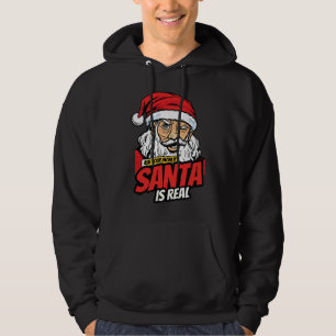 Santa Is Real – Ask Your Mum Pop Art Winking Santa Hoodie