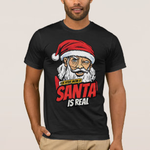 Santa Is Real – Ask Your Mum Pop Art Winking Santa T-Shirt