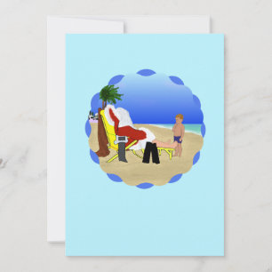 Santa Is Resting On The Beach Holiday Card