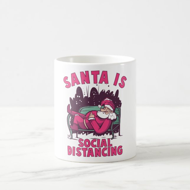 Santa is Social Distancing Coffee Mug (Center)