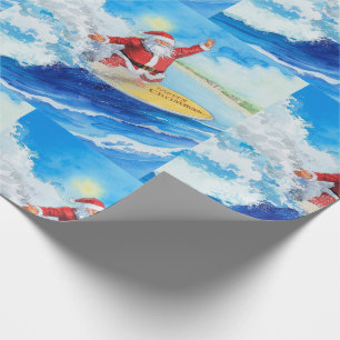 Santa is Surfing Christmas Holiday  Wrapping Paper