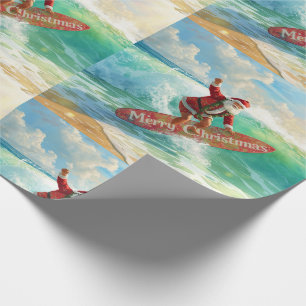 Santa is Surfing Christmas Holiday Wrapping Paper