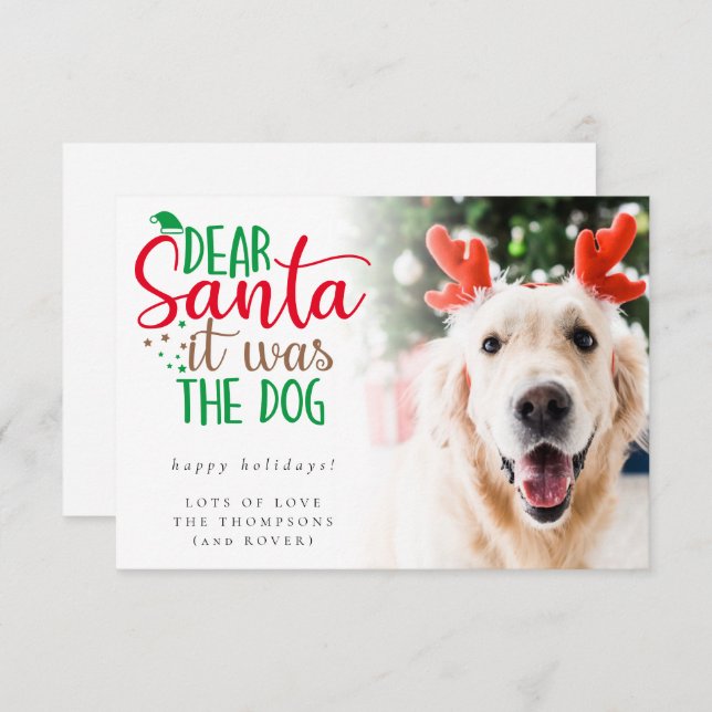 Santa It Was The Dog Photo Humourous Holiday Card (Front/Back)