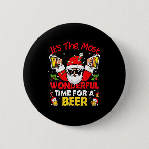 Santa It's The Most Wonderful Time For A Beer Funn 6 Cm Round Badge