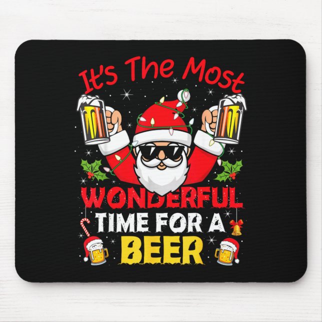 Santa It's The Most Wonderful Time For A Beer Funn Mouse Pad (Front)