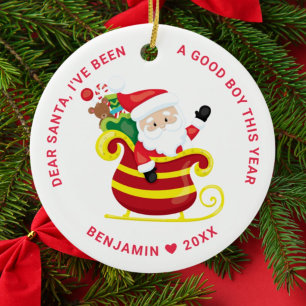 Santa I've Been A Good Boy Photo Christmas Ceramic Ornament