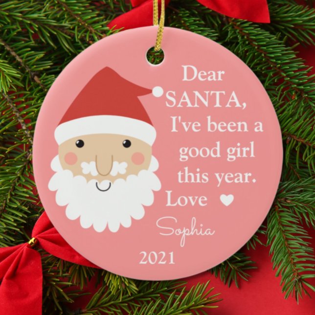 Santa I've Been Good Girl Photo Christmas Ceramic Ornament (Creator Uploaded)