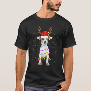 Santa Jack Russell Gorgeous Reindeer Light Christm T-Shirt