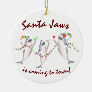 Santa Jaws Ceramic Ornament