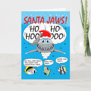 SANTA JAWS! Christmas greeting card. Shark fun. Holiday Card