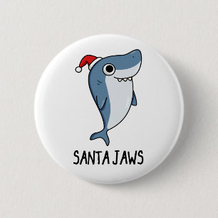 Santa Jaws Funny Shark Christmas Pun 6 Cm Round Badge