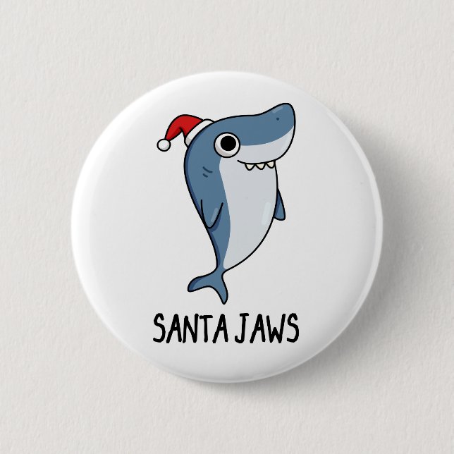 Santa Jaws Funny Shark Christmas Pun 6 Cm Round Badge (Front)