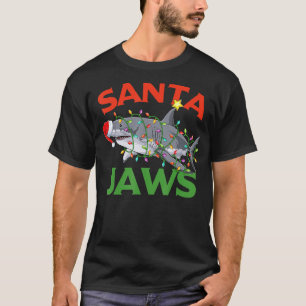 Santa Jaws Shark Christmas Lights Sharkmas Xmas Re T-Shirt