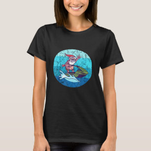 Santa Jet Ski Watercraft Retro Ocean Water Christm T-Shirt