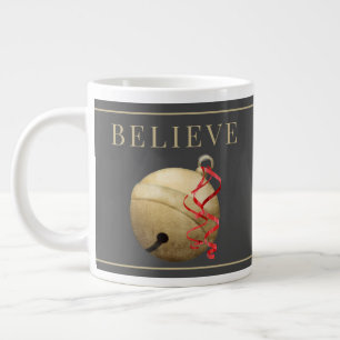Santa JINGLE BELL, BELIEVE Typography Large Coffee Mug