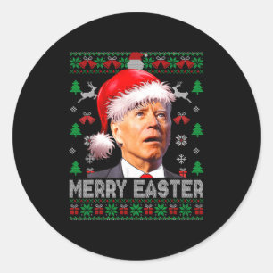 Santa Joe Biden Funny Merry Easter Christmas Ugly Classic Round Sticker