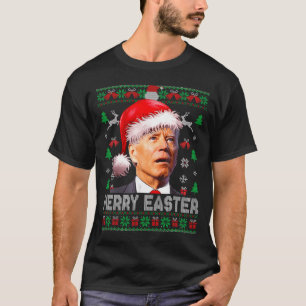 Santa Joe Biden Funny Merry Easter Christmas Ugly T-Shirt