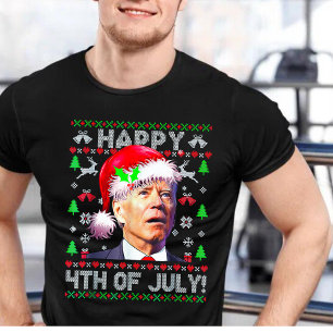 Santa Joe Biden Happy 4th of July Ugly Christmas T-Shirt