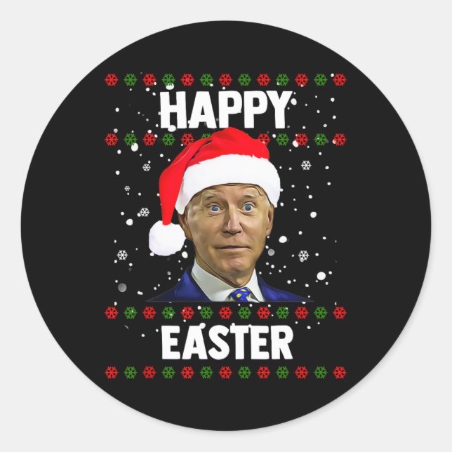 Santa Joe Biden Happy Easter Ugly Christmas Sweate Classic Round Sticker (Front)