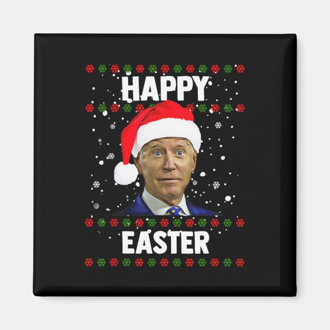 Santa Joe Biden Happy Easter Ugly Christmas Sweate Magnet (Front)